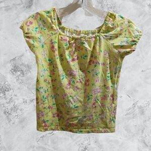 Pre Loved The Children's Place Girls Medium Pink Floral Yellow Top